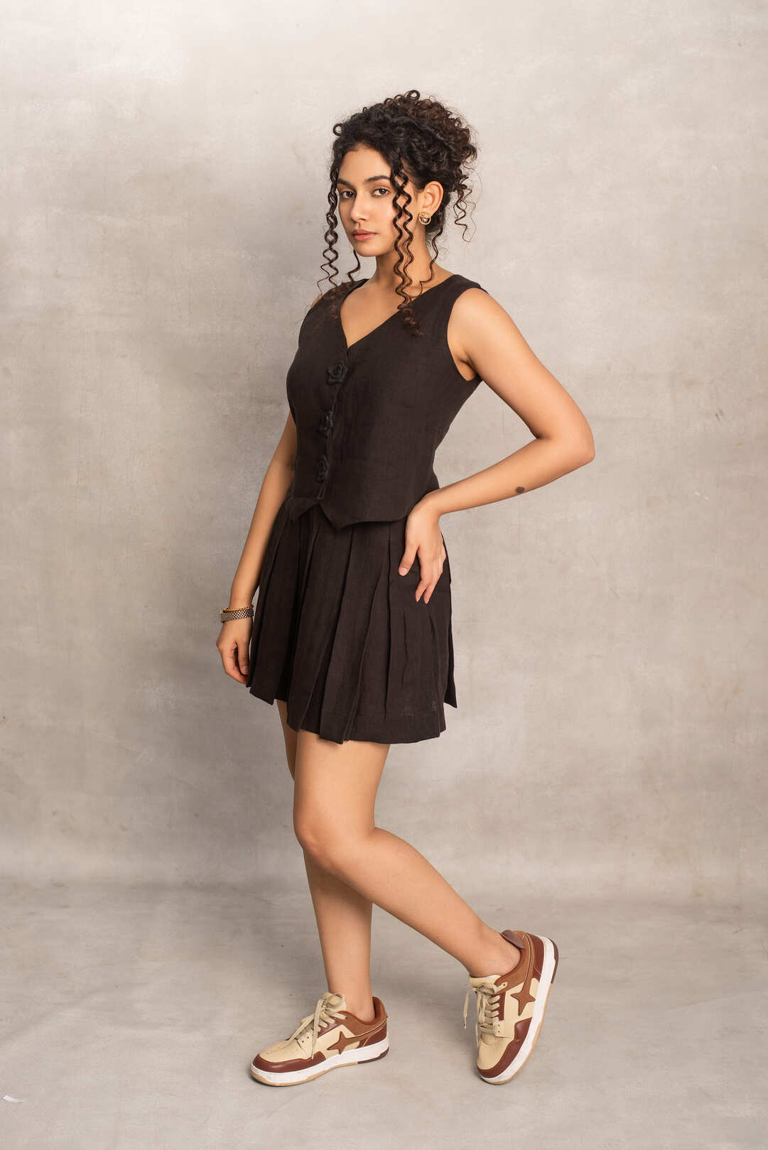 Arya- Pleated Skirt in Soot