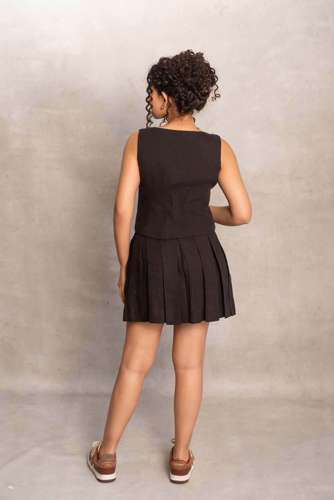 Arya- Pleated Skirt in Soot