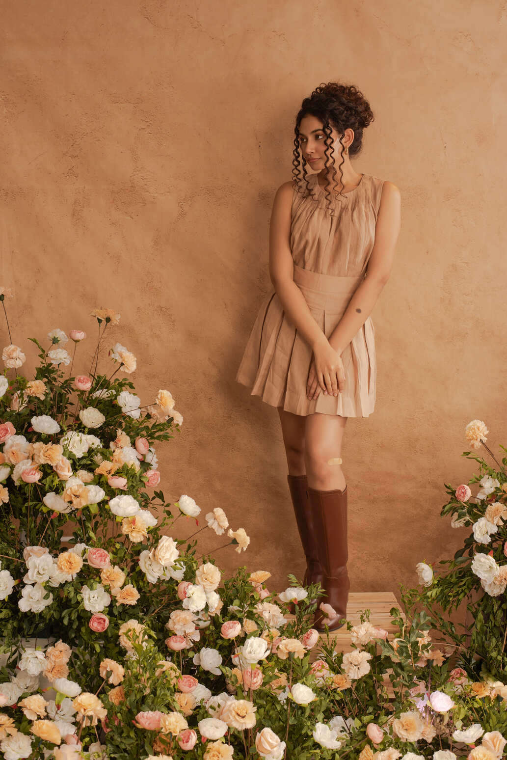 Ira- Pleated Top in Latte