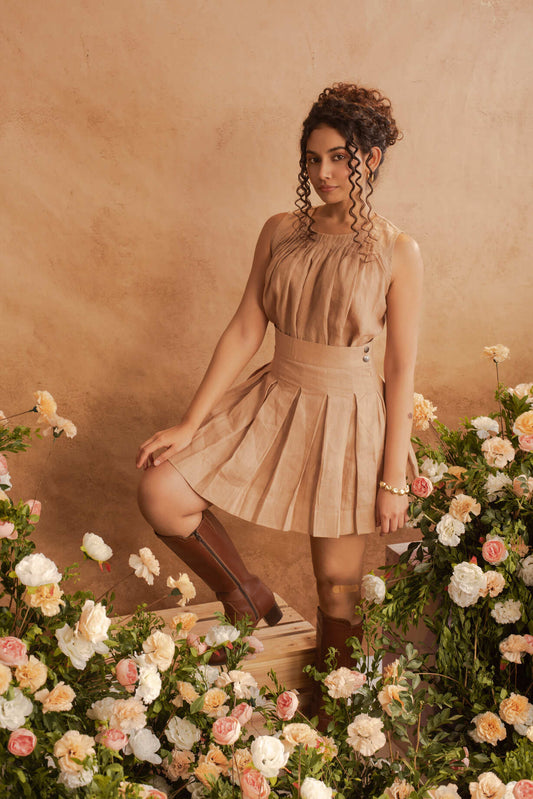 Ira- Pleated Top in Latte