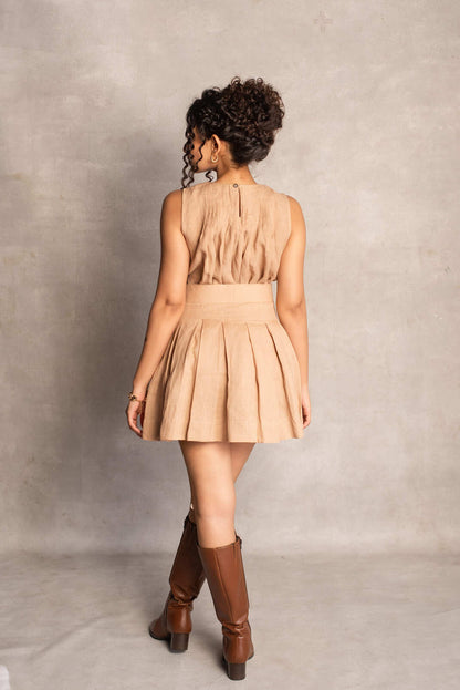Ira- Pleated Top in Latte