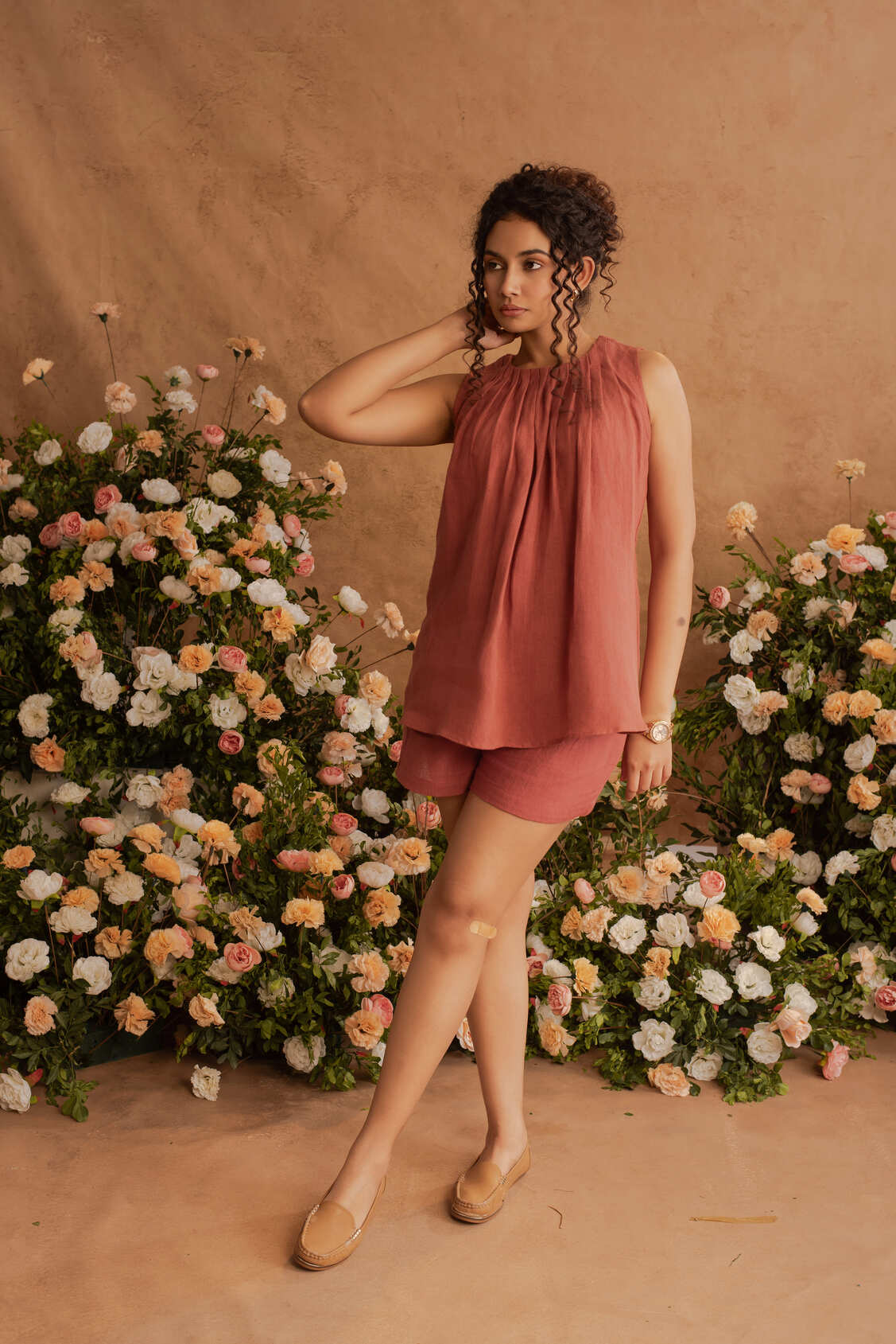 Ira- Pleated Top in Terracotta